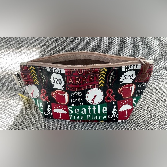 CHALOU Seattle Themed Cosmetic Bag - Black and Red - Picture 11 of 16